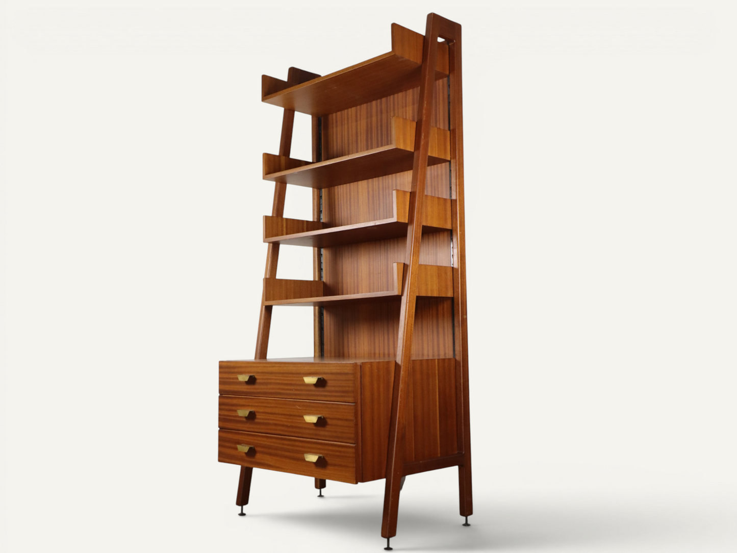 Bibliothèque vintage italienne en bois massif - Années 60