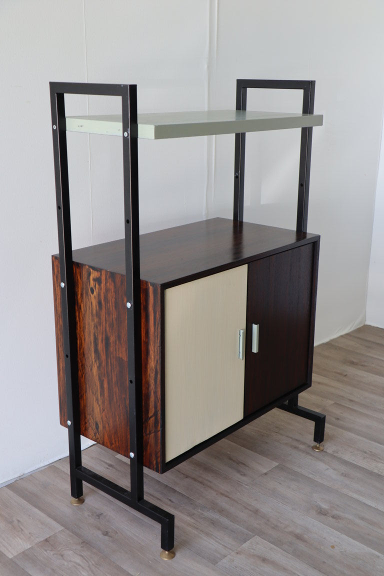 Bibliothèque vintage modulable en bois et métal, 1960