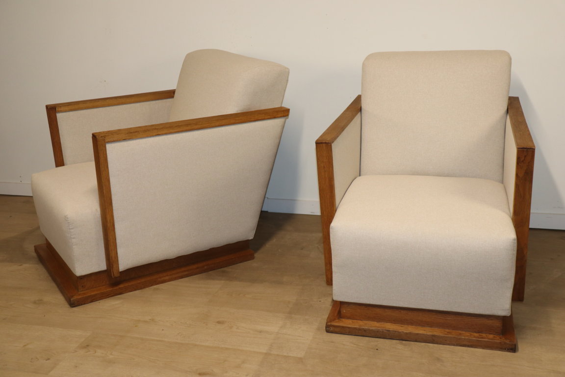 Paire de fauteuils cubique moderniste, 1940