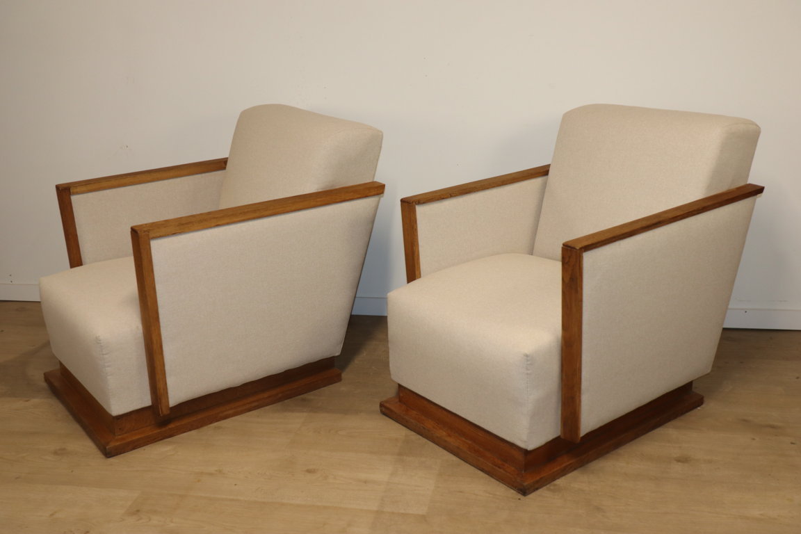 Paire de fauteuils cubique moderniste, 1940
