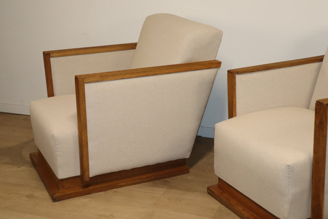 Paire de fauteuils cubique moderniste, 1940