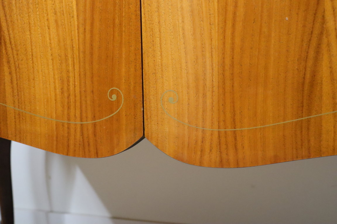 Enfilade italienne en bois vernis et marbre de carrare, 1960