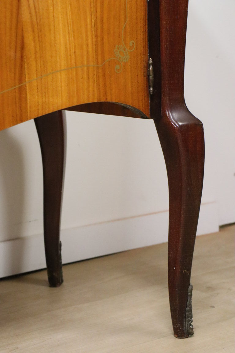Enfilade italienne en bois vernis et marbre de carrare, 1960