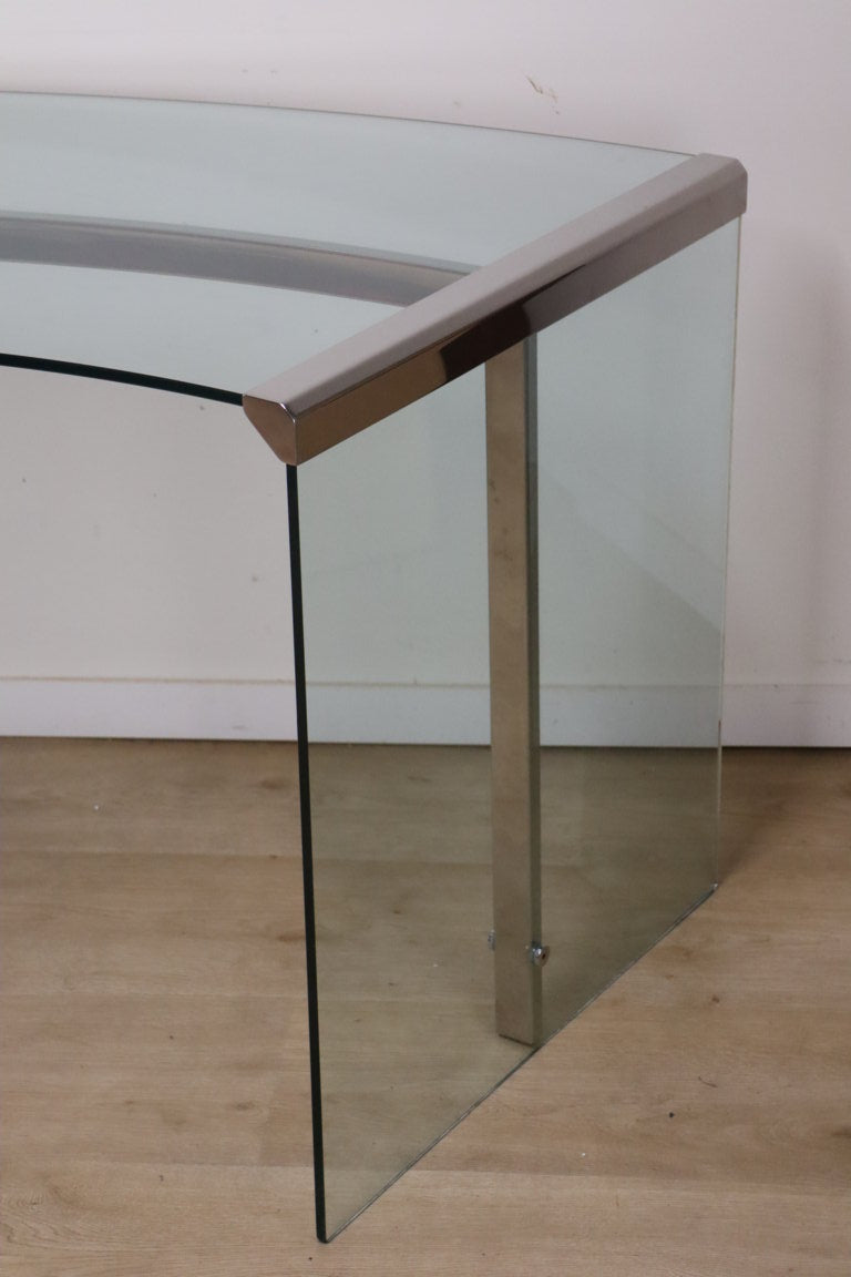 Bureau « Président » par Gallotti et Radice en verre trempé, 1970
