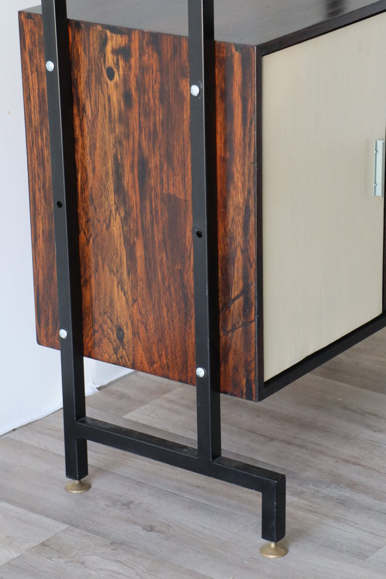 Bibliothèque vintage modulable en bois et métal, 1960