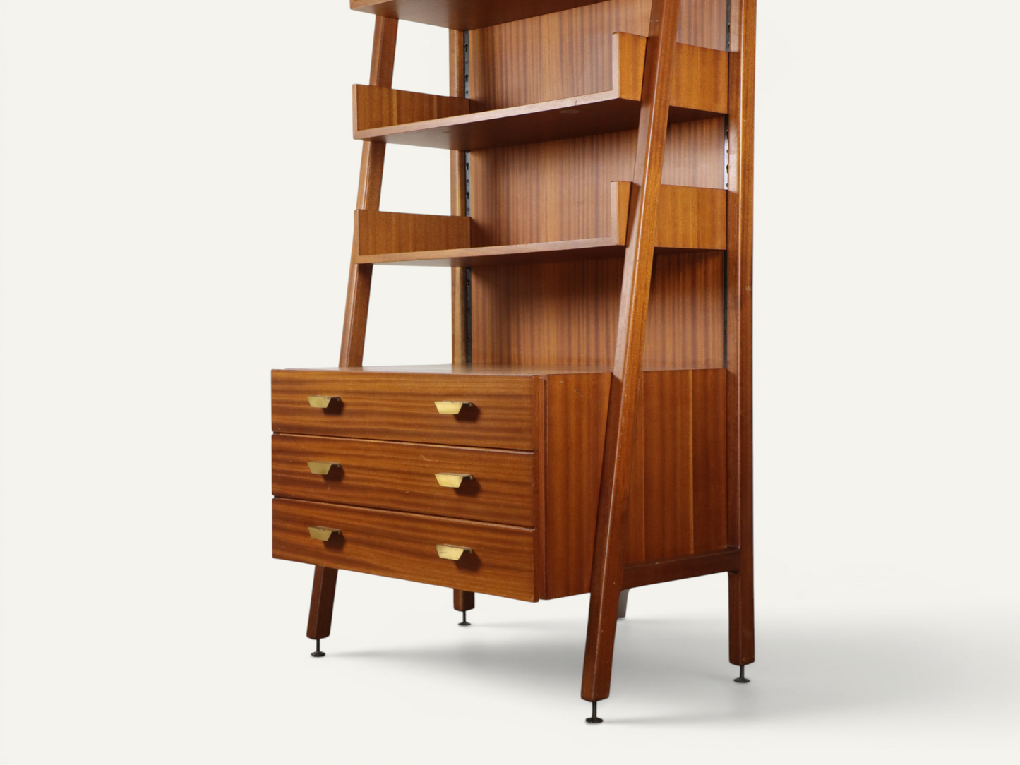 Bibliothèque vintage italienne en bois massif - Années 60