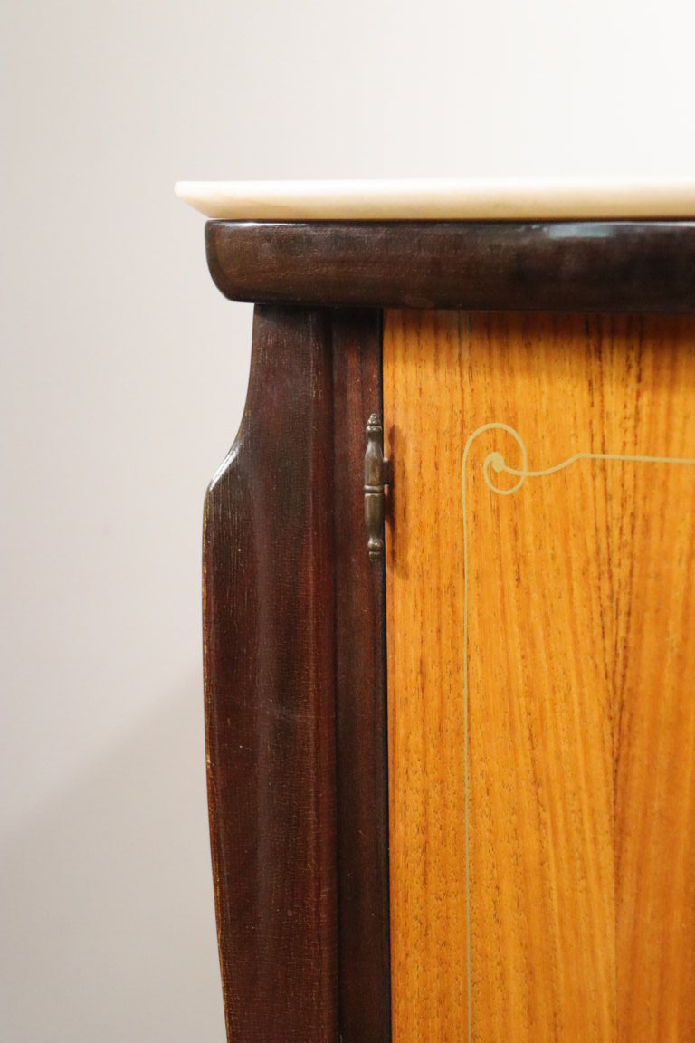 Enfilade italienne en bois vernis et marbre de carrare, 1960