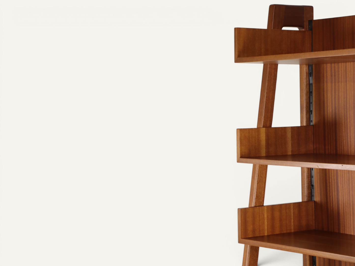 Bibliothèque vintage italienne en bois massif - Années 60