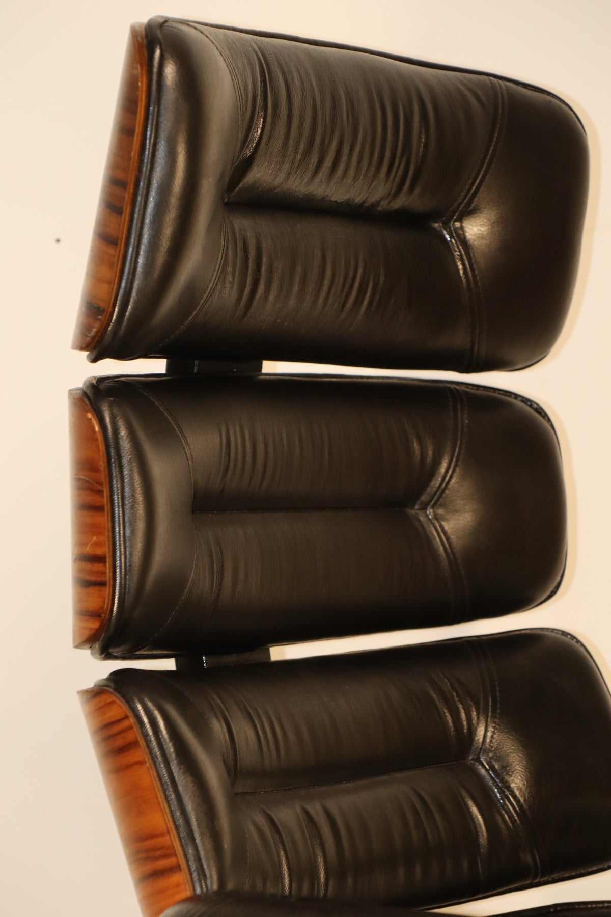 Fauteuil de bureau vintage en skaï et bois - 1970