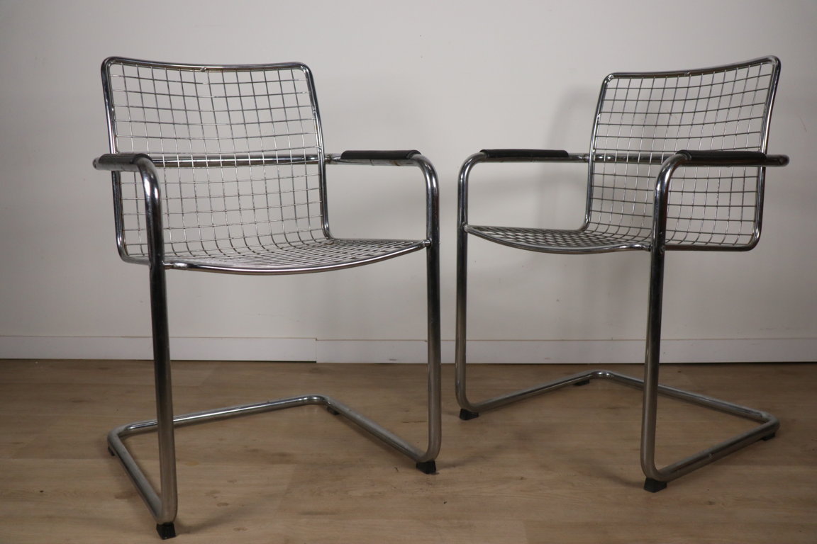 Paire de fauteuils vintage en métal chromé, 1970