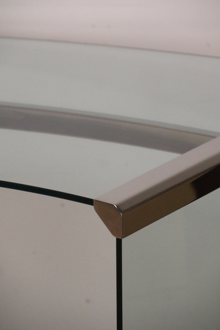Bureau « Président » par Gallotti et Radice en verre trempé, 1970