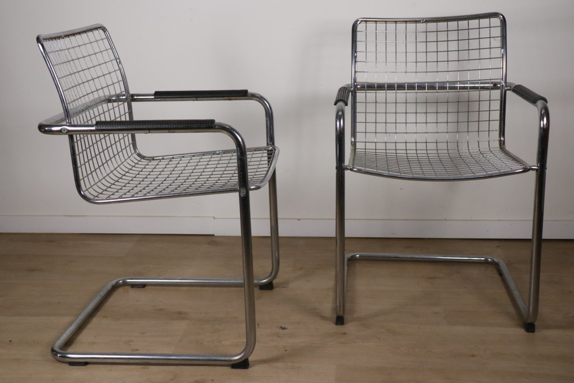 Paire de fauteuils vintage en métal chromé, 1970