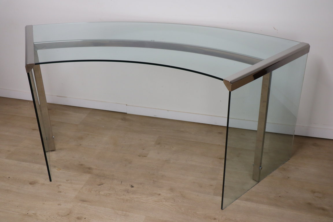 Bureau « Président » par Gallotti et Radice en verre trempé, 1970