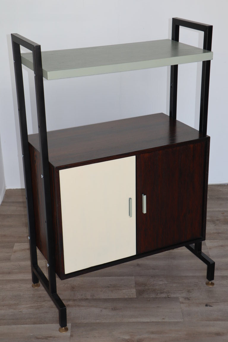 Bibliothèque vintage modulable en bois et métal, 1960