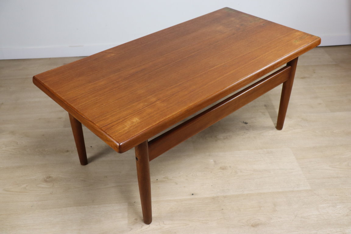 Table basse scandinave rectangulaire en teck, 1960