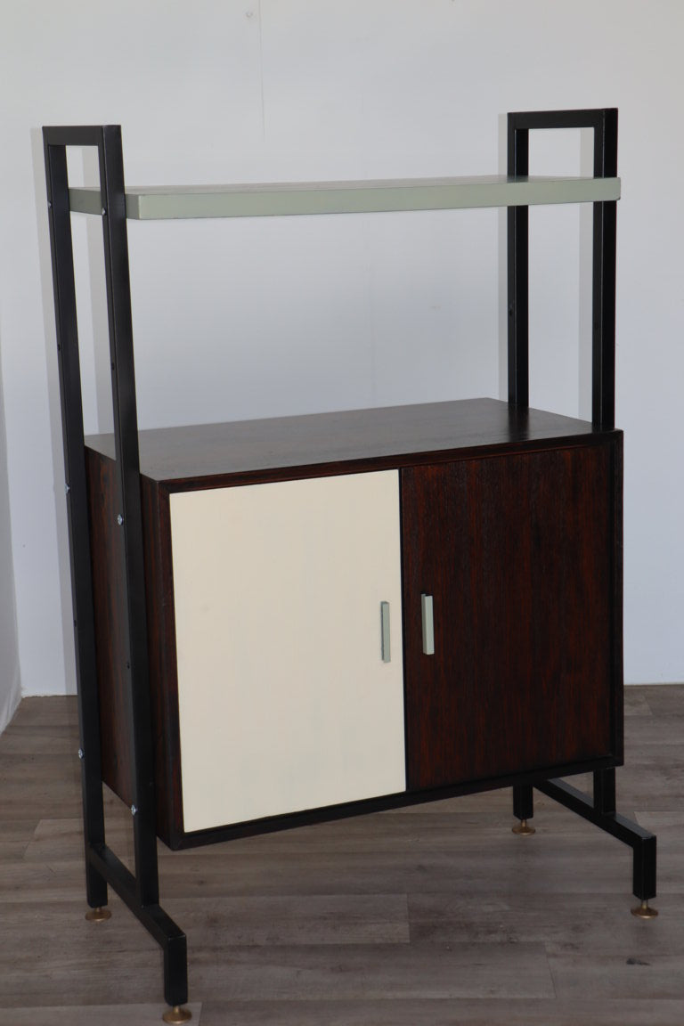 Bibliothèque vintage modulable en bois et métal, 1960