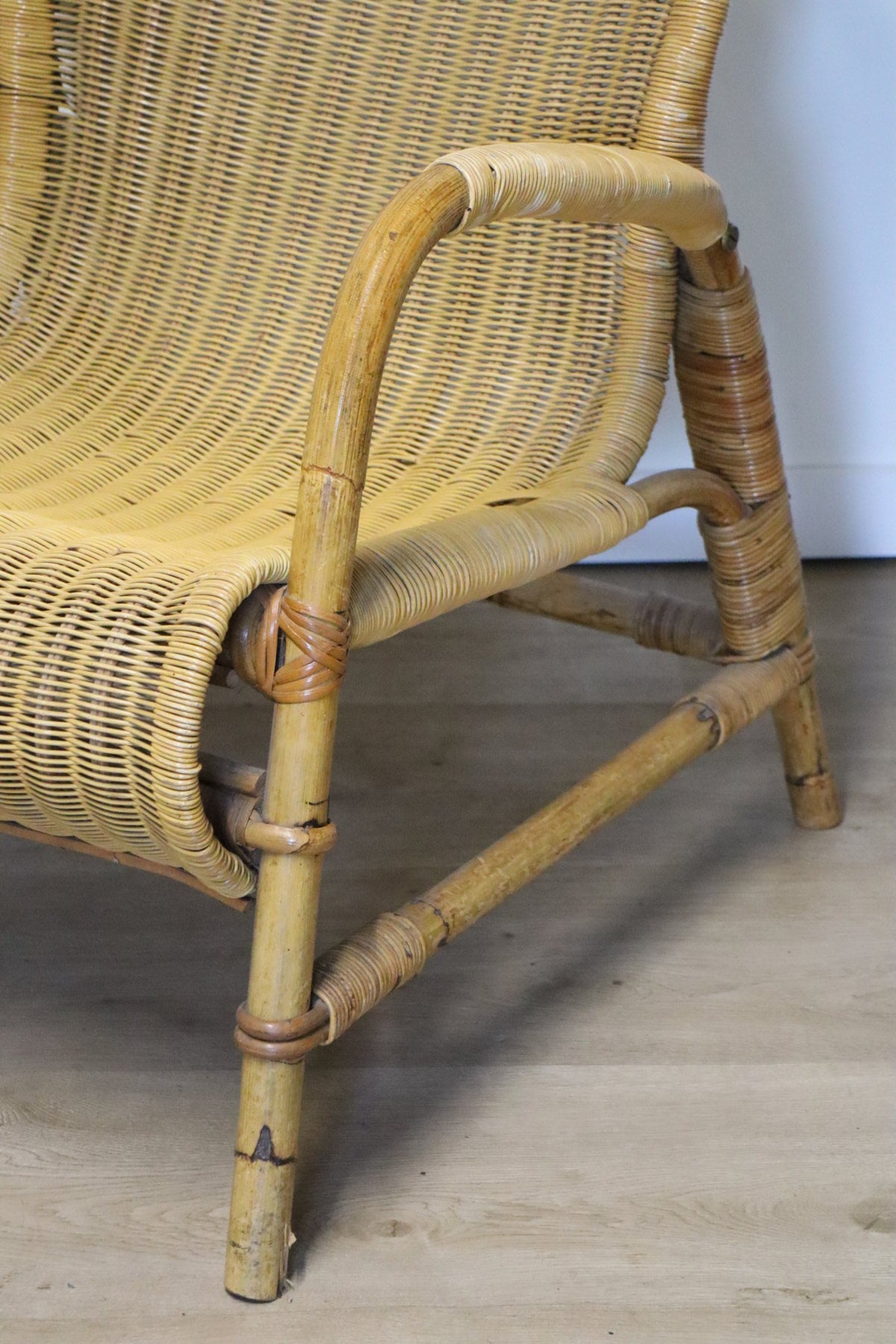Paire de fauteuils vintage en osier et bambou, 1960