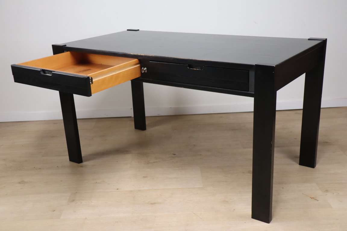 Bureau vintage édition Simat en bois noirci, 1980