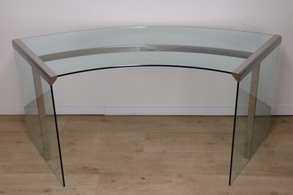 Bureau « Président » par Gallotti et Radice en verre trempé, 1970