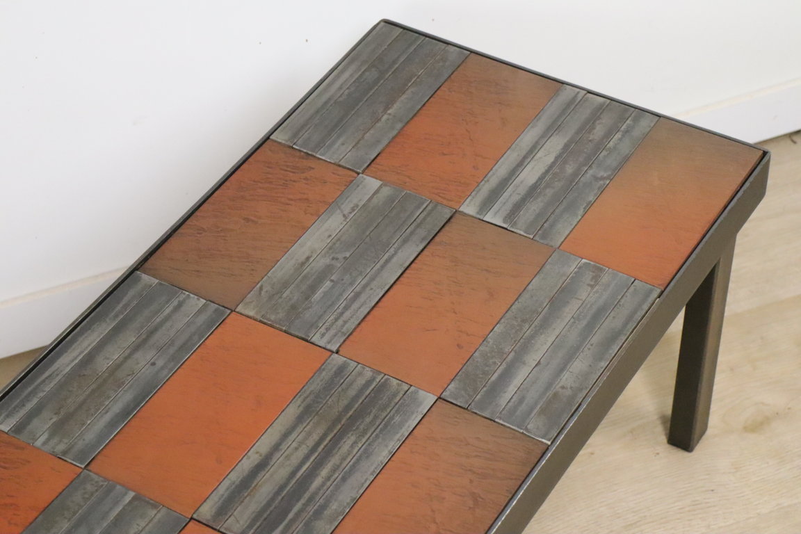 Table basse vintage en métal et céramique, 1970