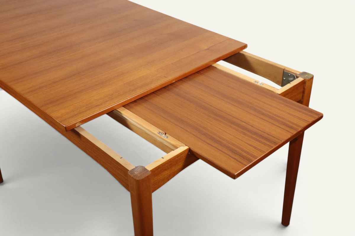 Table de repas rectangulaire extensible en teck, style scandinave – années 60