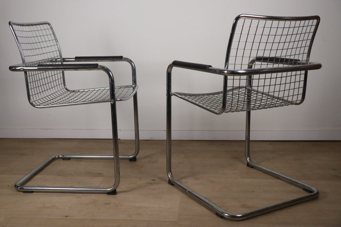Paire de fauteuils vintage en métal chromé, 1970