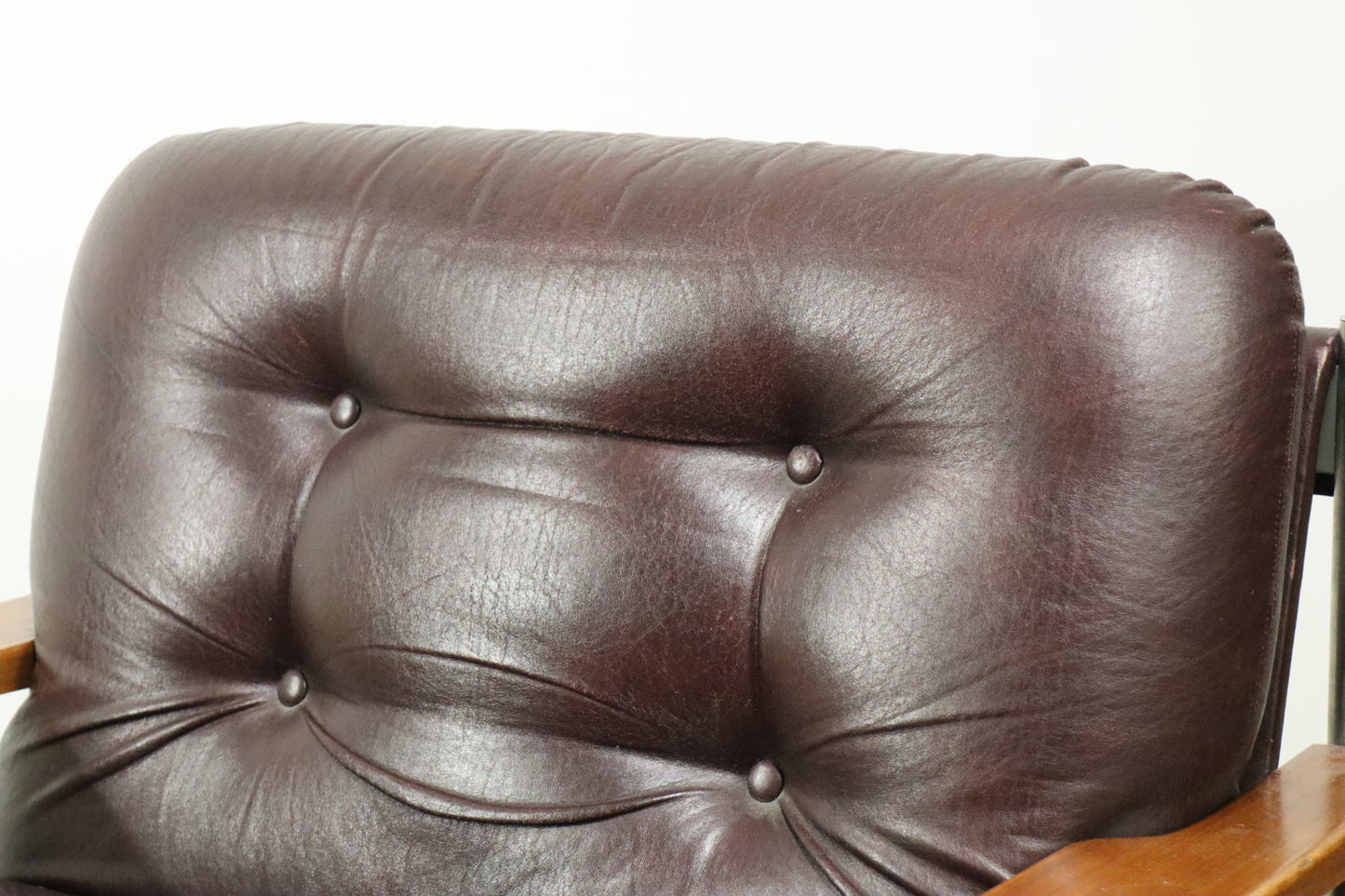 Fauteuil vintage style Bauhaus en skaï et métal, 1970