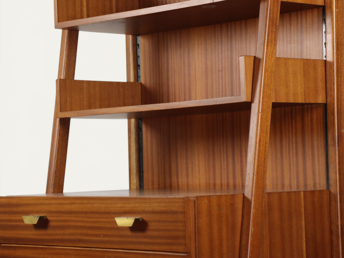 Bibliothèque vintage italienne en bois massif - Années 60