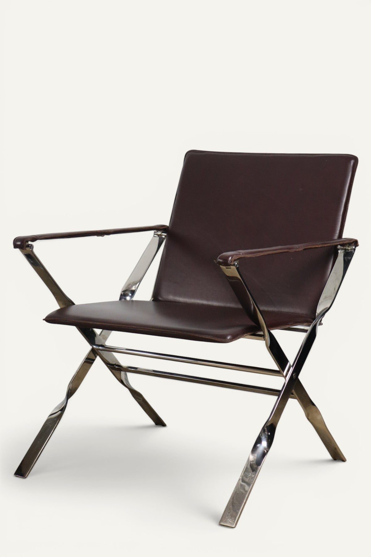 Paire de fauteuils en cuir et métal chromé, Italie - 1970