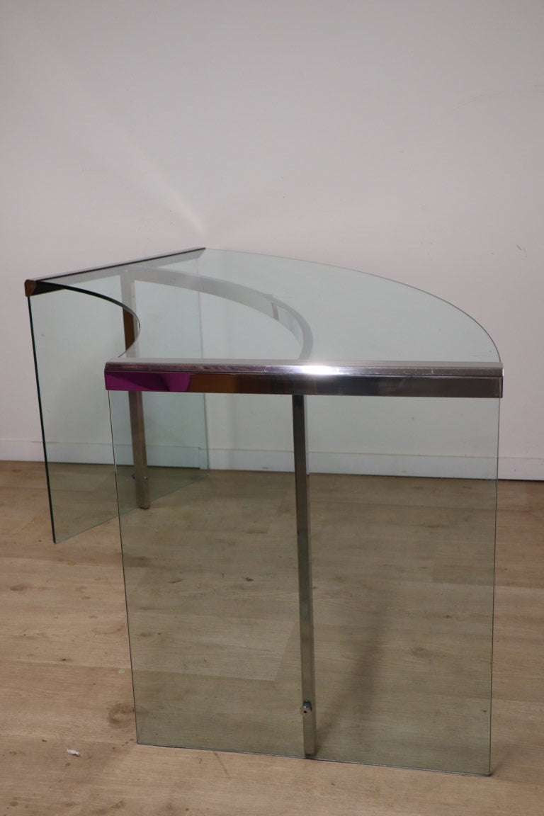 Bureau « Président » par Gallotti et Radice en verre trempé, 1970