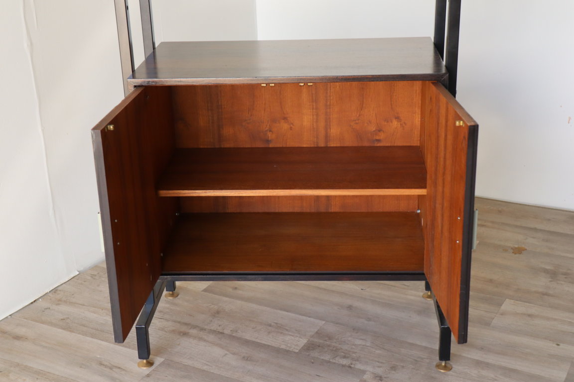 Bibliothèque vintage modulable en bois et métal, 1960