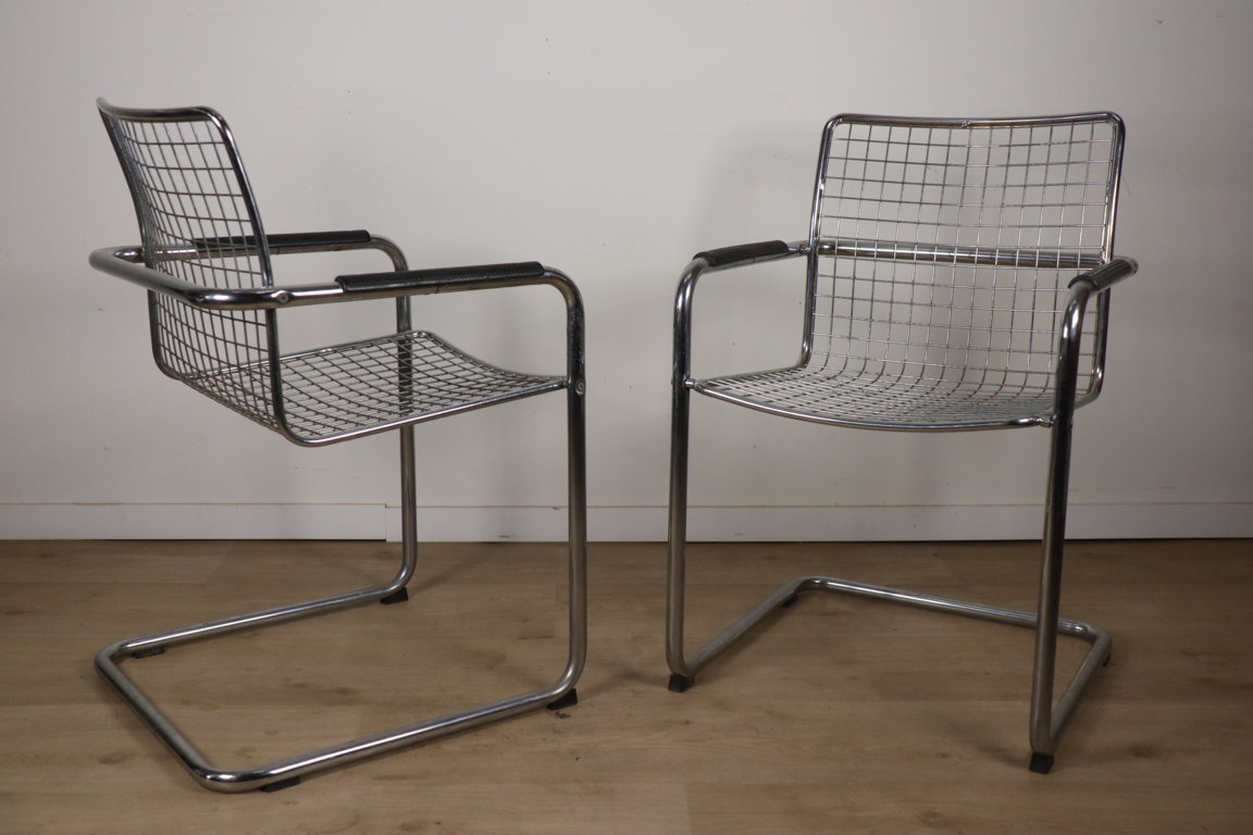 Paire de fauteuils vintage en métal chromé, 1970