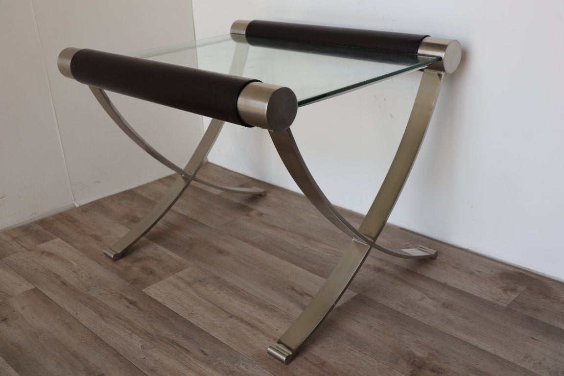 Table basse minimaliste en acier et verre, 1970