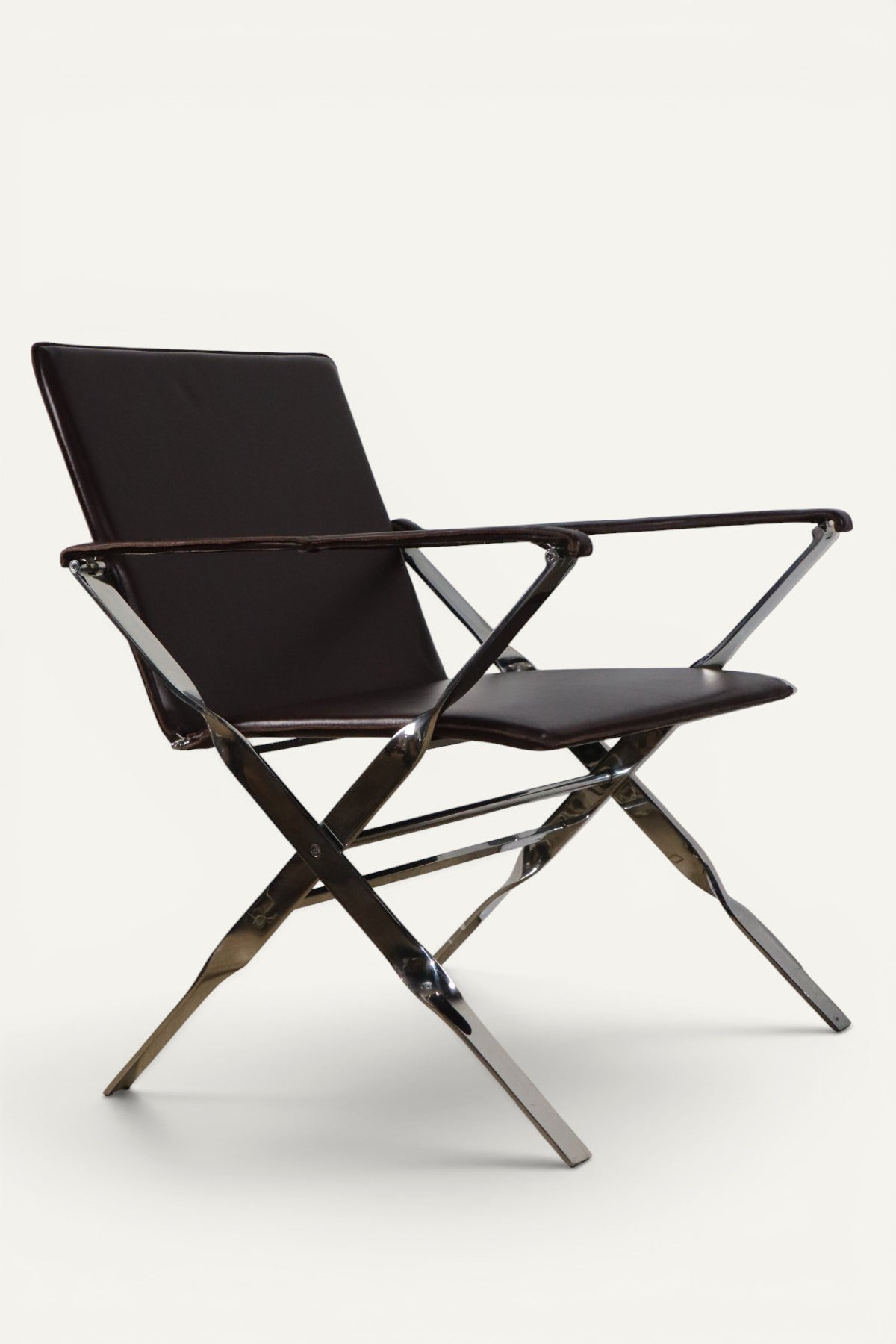 Paire de fauteuils en cuir et métal chromé, Italie - 1970