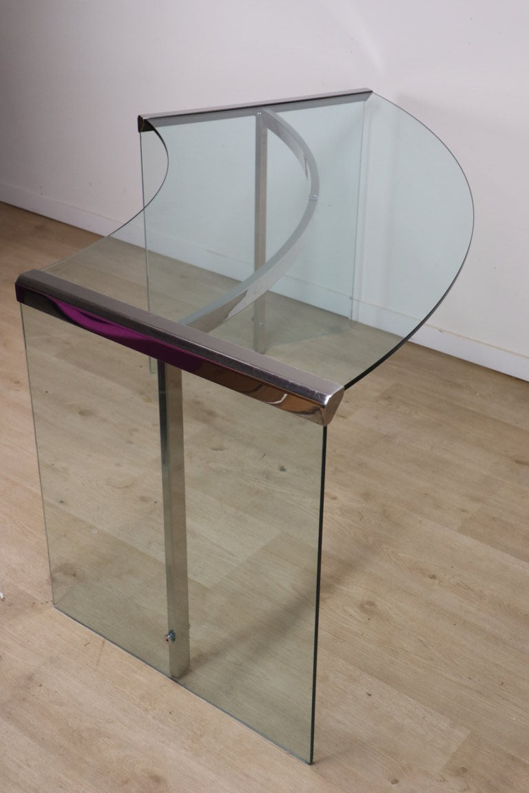 Bureau « Président » par Gallotti et Radice en verre trempé, 1970