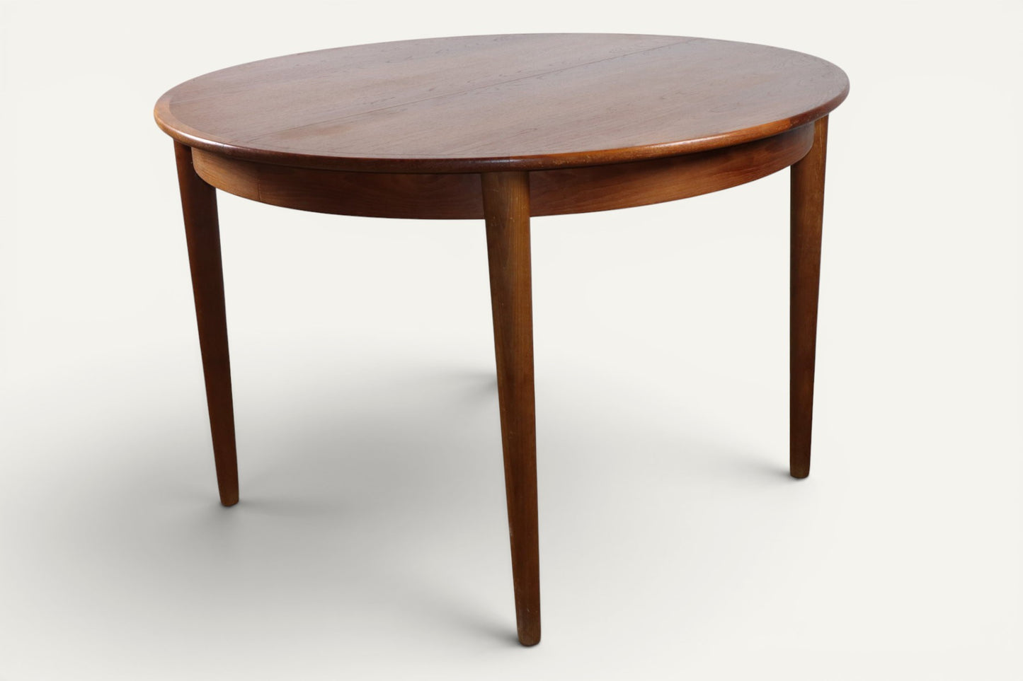 Table ronde de repas extensible danoise en teck – Années 1960