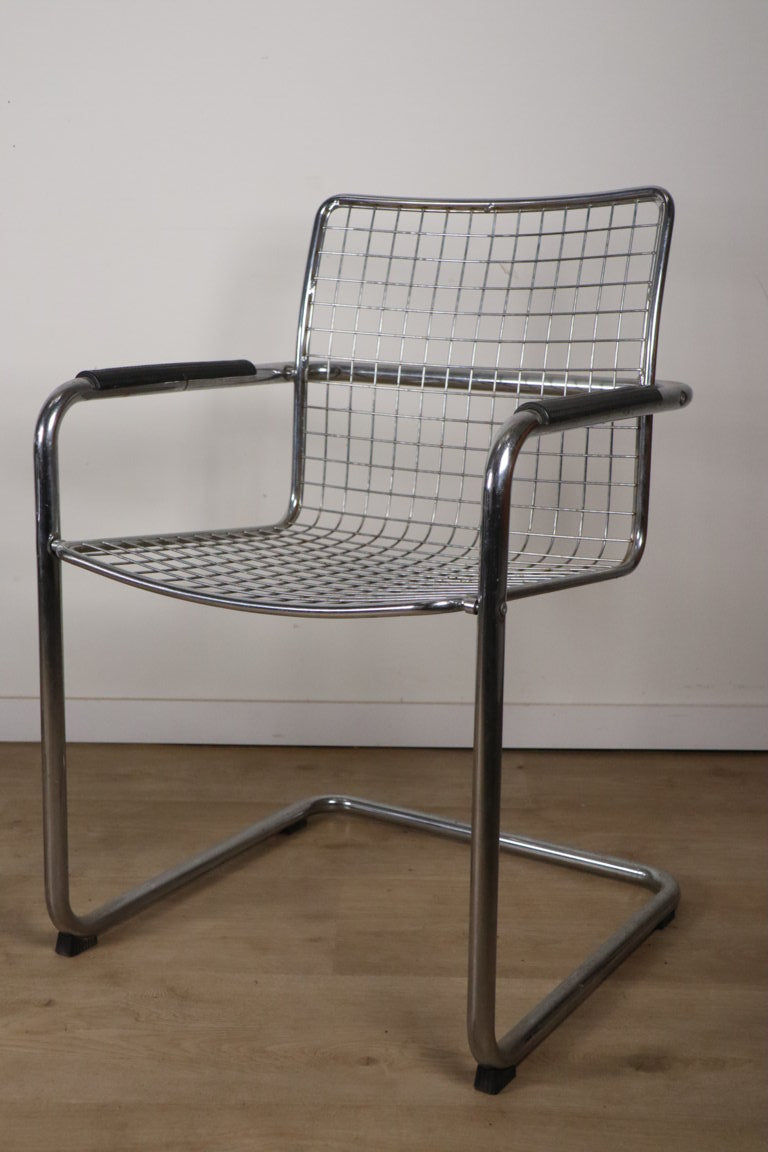 Paire de fauteuils vintage en métal chromé, 1970