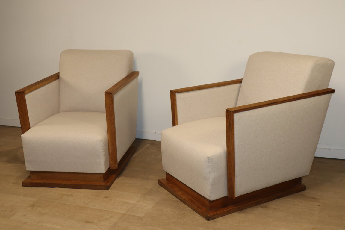 Paire de fauteuils cubique moderniste, 1940