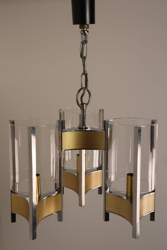 Lustre vintage chandelier Sciolari en métal chromé vers 1970